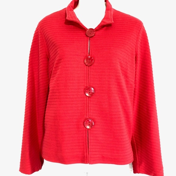 COLDWATER CREEK PETITE Red Knit Lined Jacket sz M - Picture 1 of 12